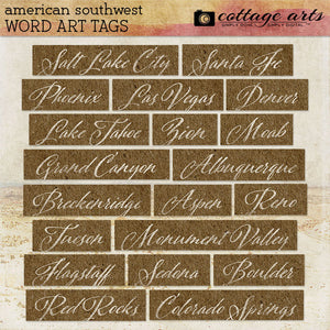 American Southwest Word Art Tags