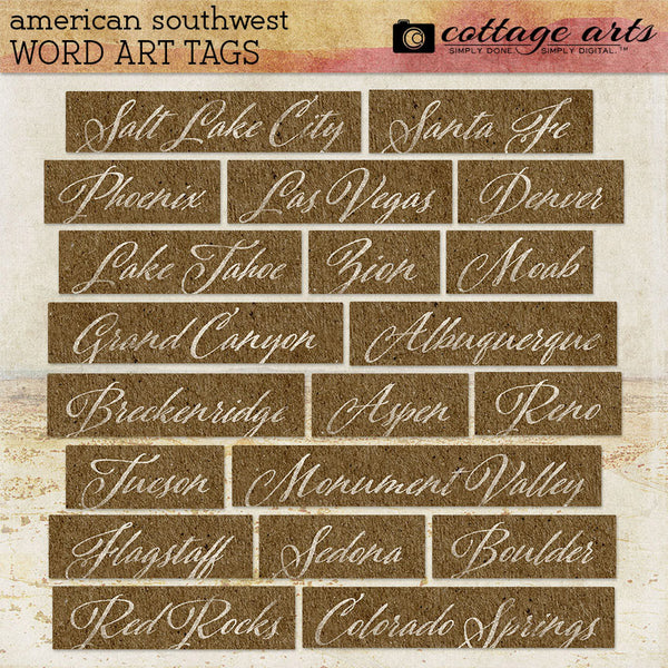 American Southwest Word Art Tags