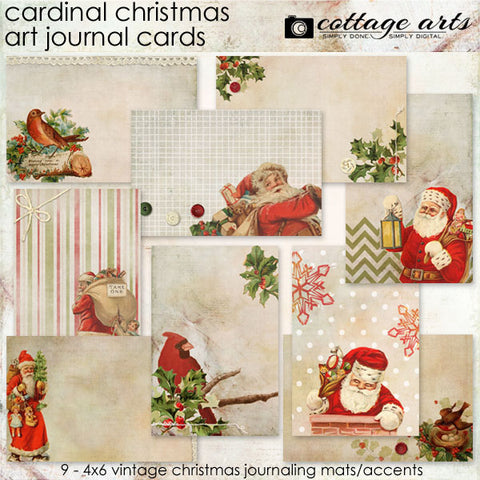 Cardinal Christmas Art Journal Cards