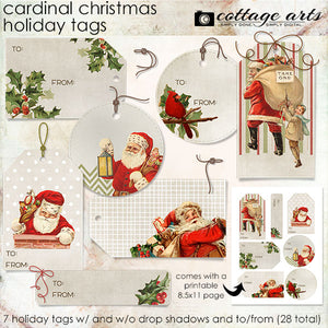 Cardinal Christmas Holiday Tags