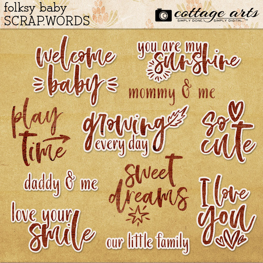 Folksy Baby Scrap.Words