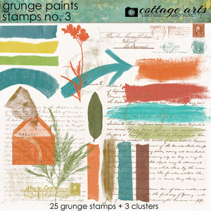 Grunge Paints 3 Brushes & Stamps