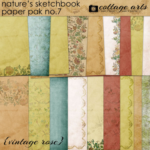 Nature's Sketchbook 7 Paper Pak - Vintage Rose